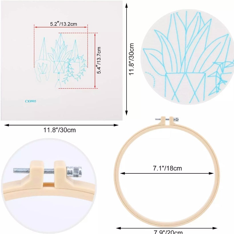 Embroidery kit for beginners, comes with hoop, fabric, embroidery thread and needles
