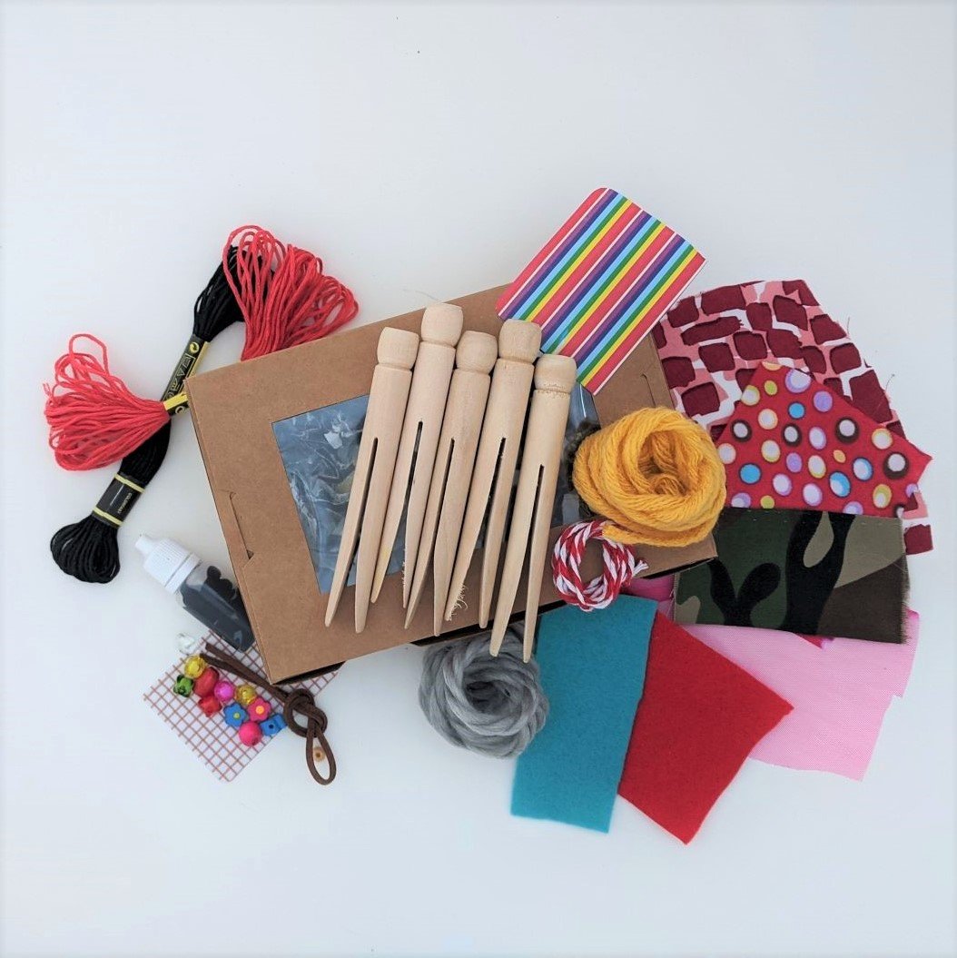 Kids peg doll craft kit, comes with everything to make your own peg dolls