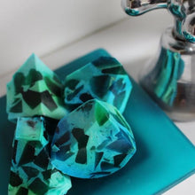 Make your own soap, beautiful blue and green gemstone soap 