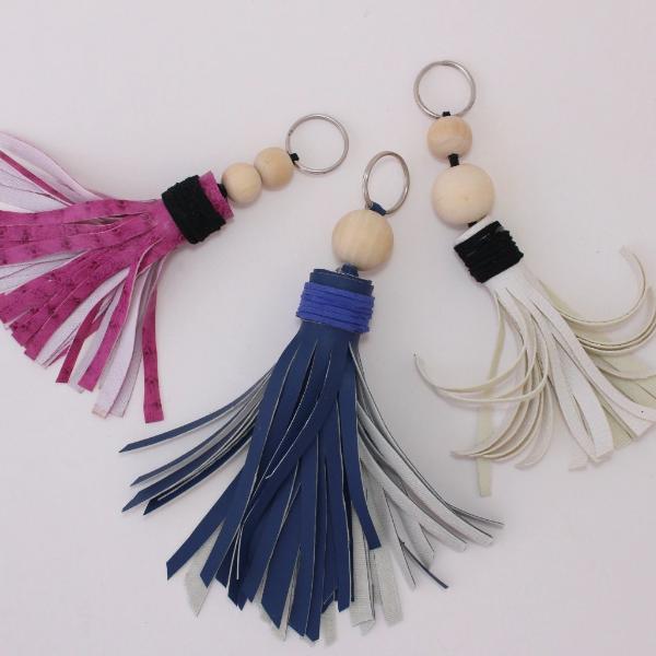 DIY leather key rings, choose your leather, pink, white or blue faux leather