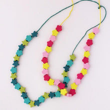Kids beaded necklaces, DIY kits with colorful wooden beads