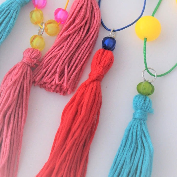 Handmade beaded fringed necklaces
